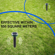 Load image into Gallery viewer, 4 Pack Solar Powered Pest Reject Ultrasonic Sonic Mouse Mole Insect Pest Rodent Repellent LED Light