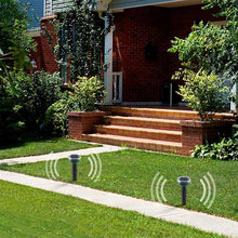 Load image into Gallery viewer, 4 Pack Solar Powered Pest Reject Ultrasonic Sonic Mouse Mole Insect Pest Rodent Repellent LED Light